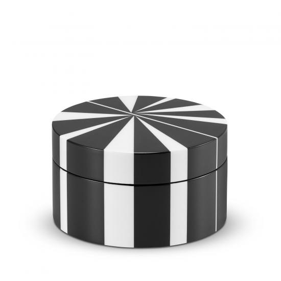 WINDMILL - pudełko dekoracyjne / szkatułka „S” w czarno - białe paski z lakierowanego MDF-u